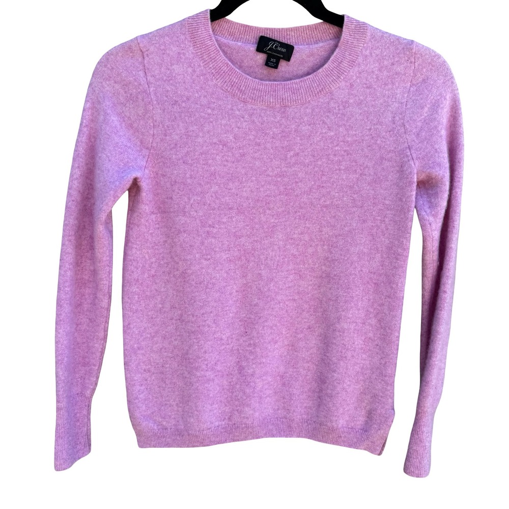 J Crew Cashmere Preppy Crewneck Sweater Orchid Pink Soft Knit Luxury Womens XS